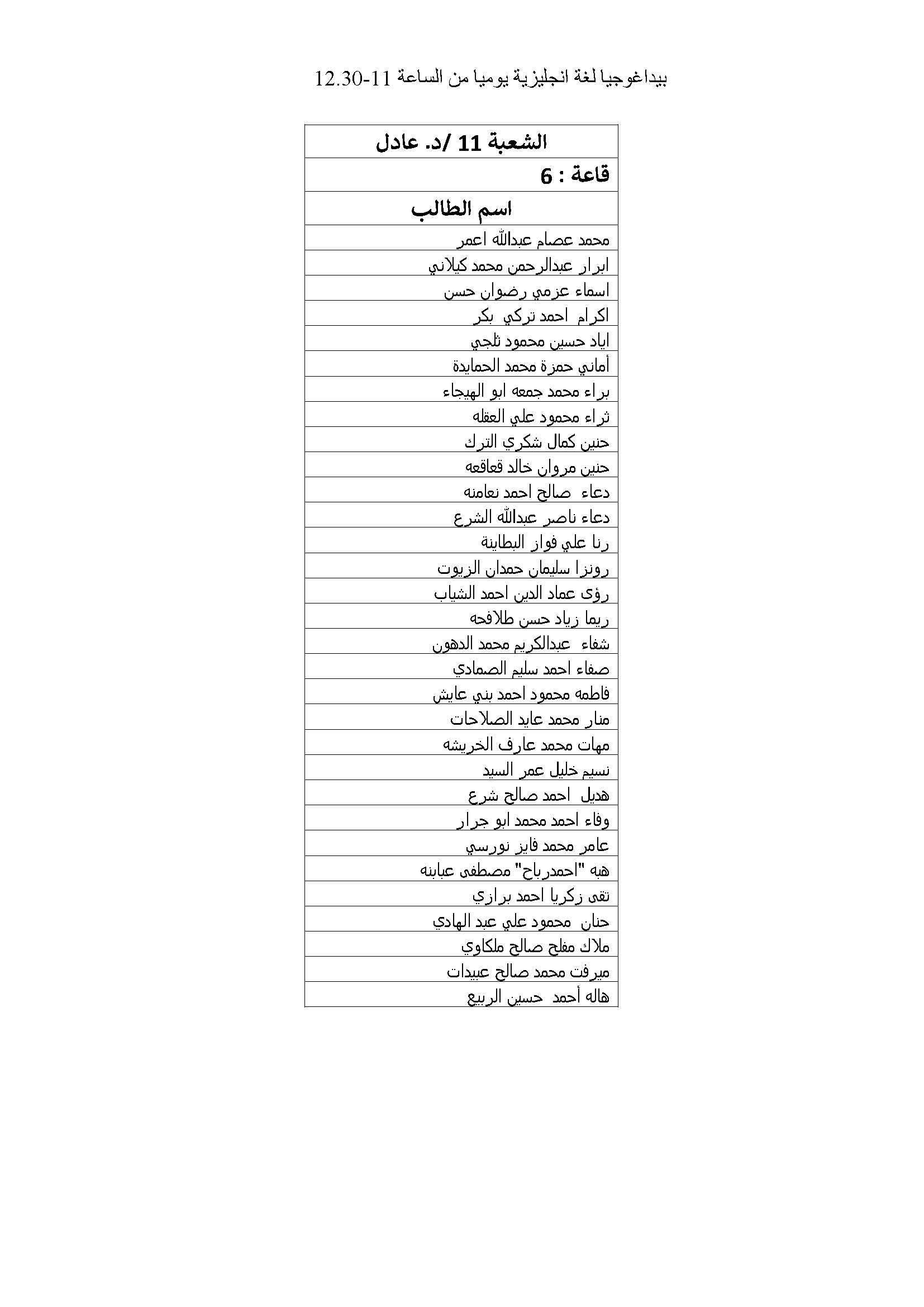 توزيع الطلبة لدبلوم اعداد المعلمين على شعبهم صفحة 05