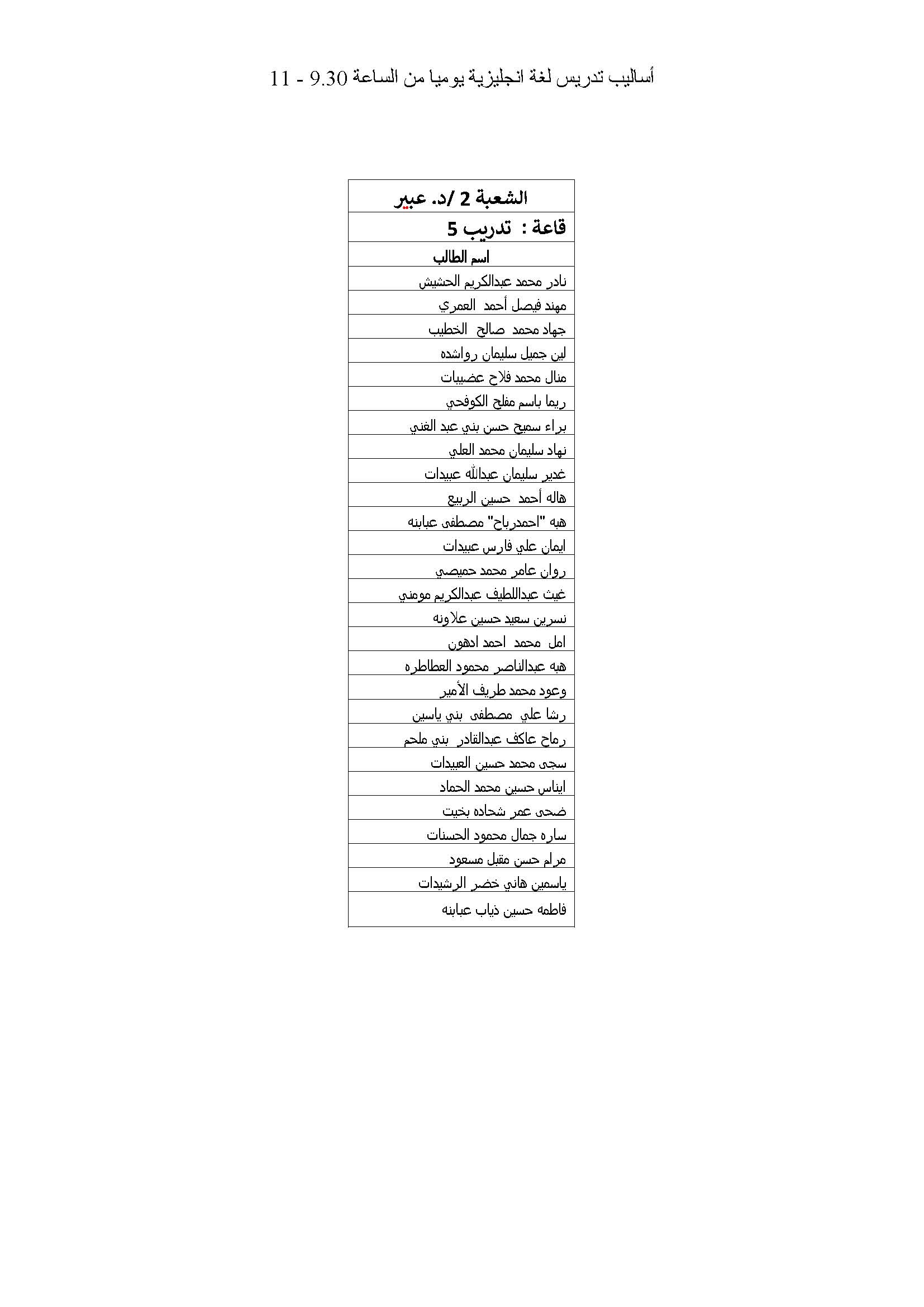 توزيع الطلبة لدبلوم اعداد المعلمين على شعبهم صفحة 07