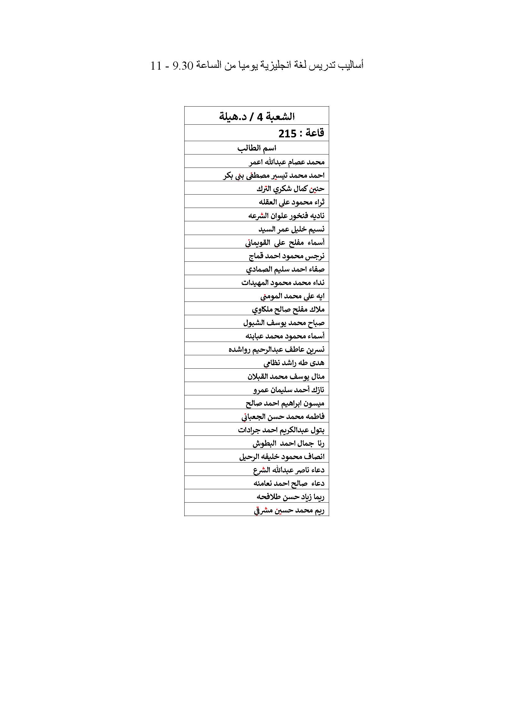 توزيع الطلبة لدبلوم اعداد المعلمين على شعبهم صفحة 09