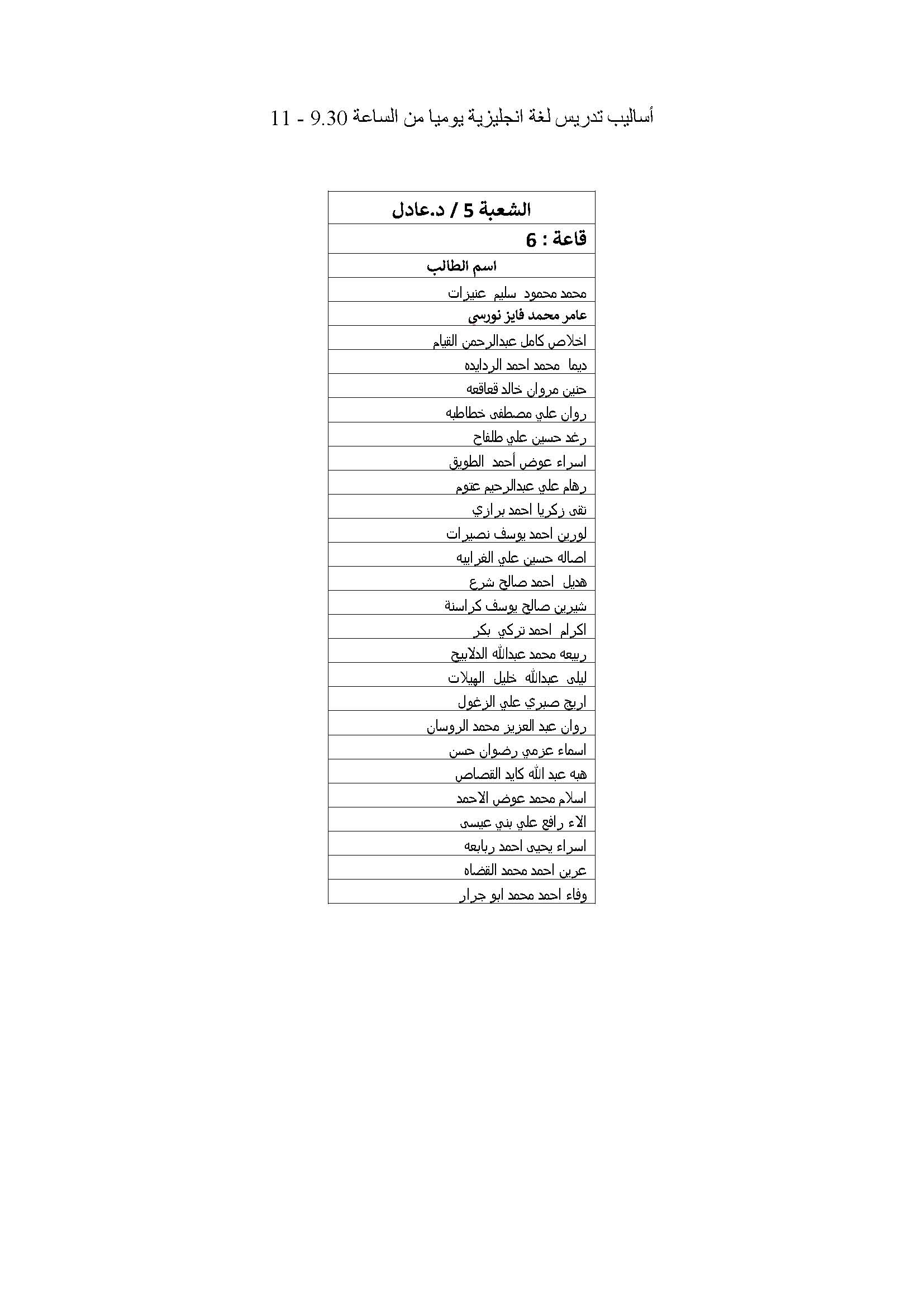 توزيع الطلبة لدبلوم اعداد المعلمين على شعبهم صفحة 10