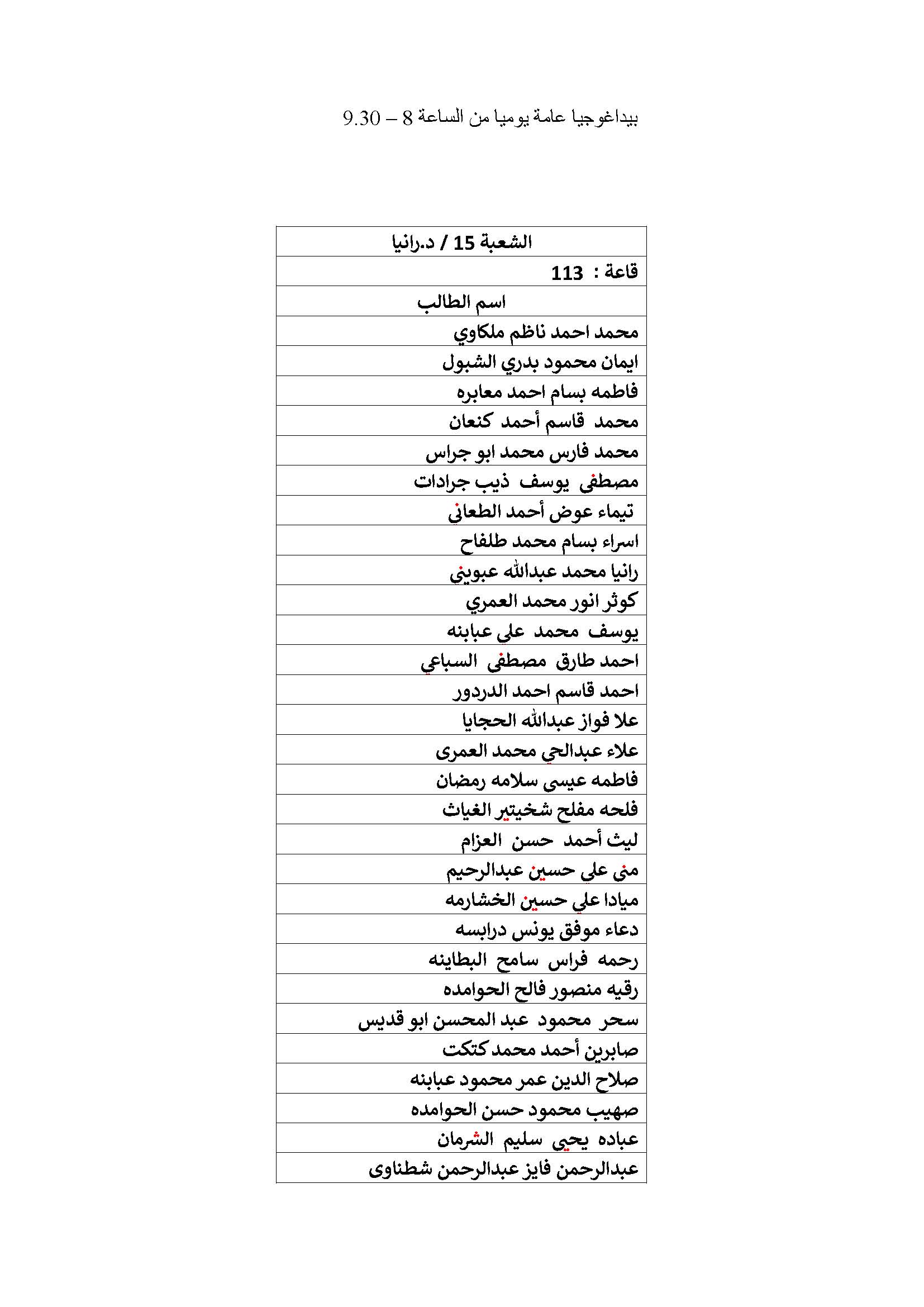 توزيع الطلبة لدبلوم اعداد المعلمين على شعبهم صفحة 14