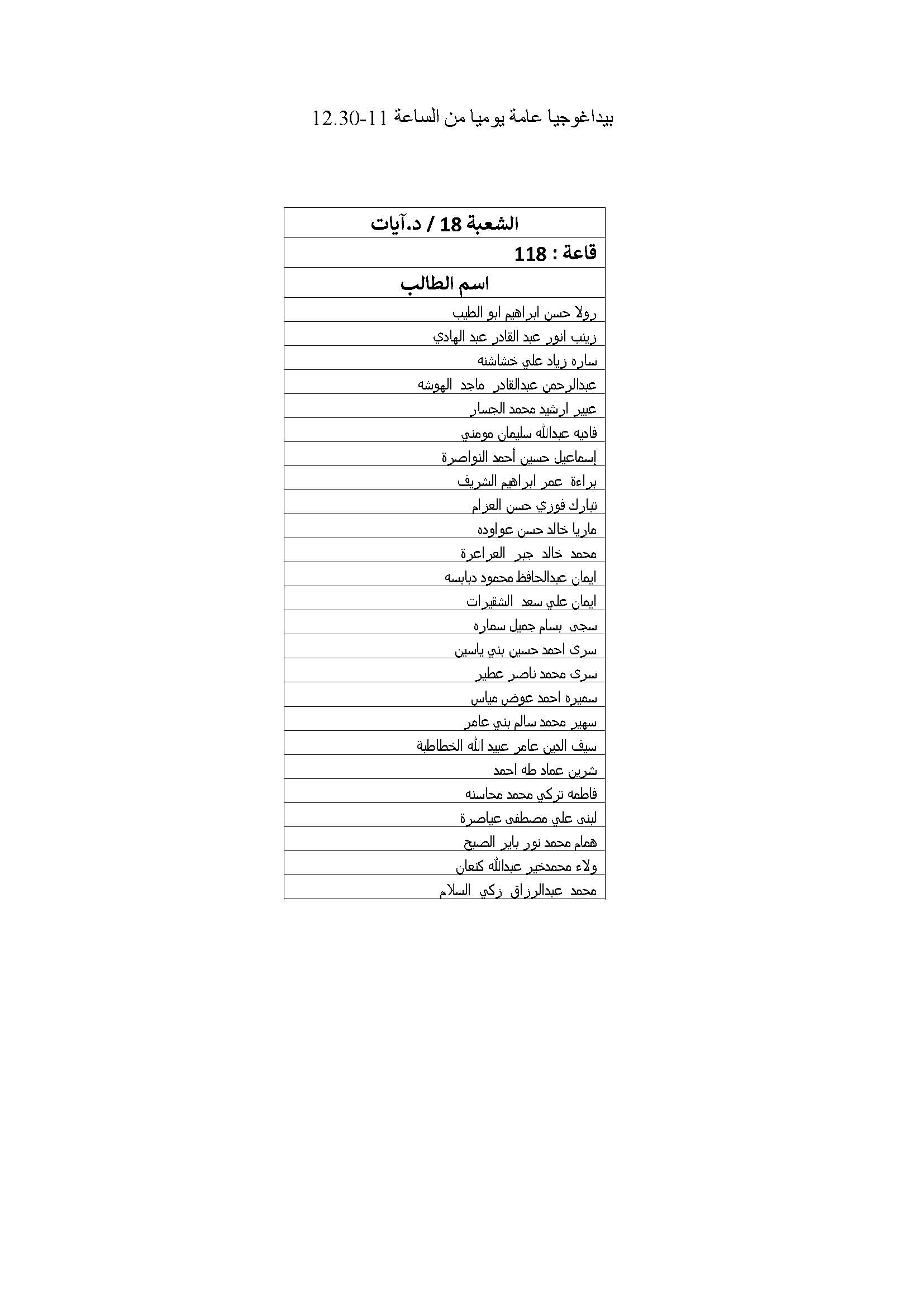 توزيع الطلبة لدبلوم اعداد المعلمين على شعبهم صفحة 17