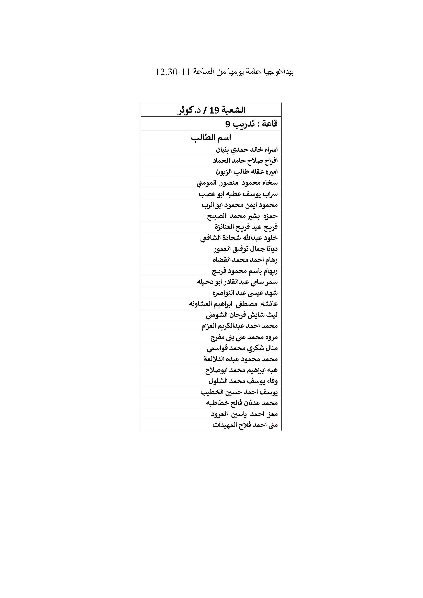 توزيع الطلبة لدبلوم اعداد المعلمين على شعبهم صفحة 18