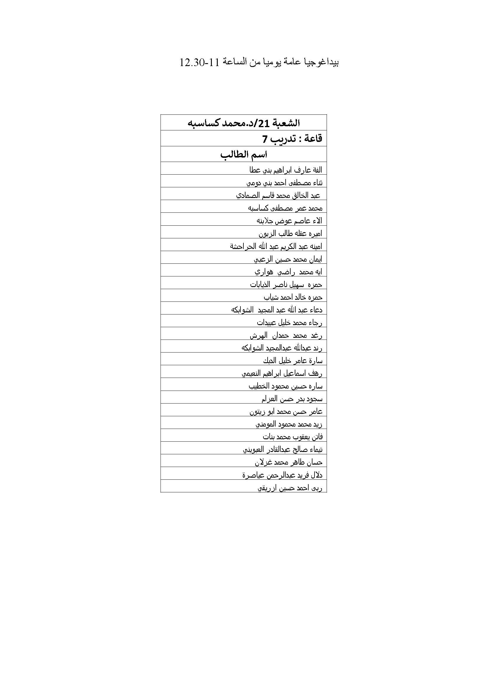 توزيع الطلبة لدبلوم اعداد المعلمين على شعبهم صفحة 20