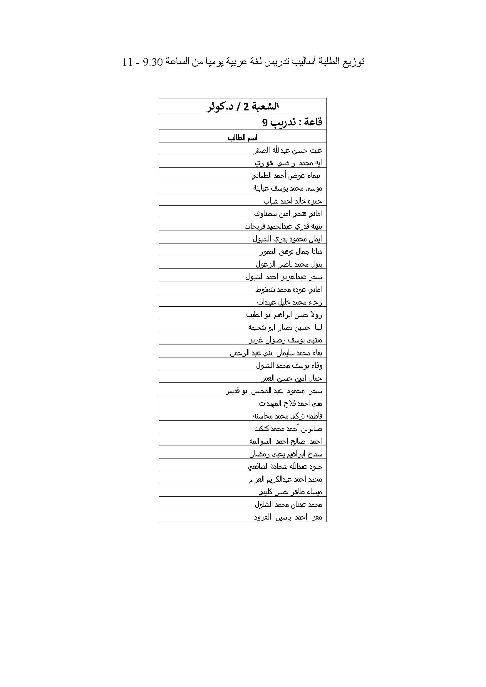 توزيع الطلبة لدبلوم اعداد المعلمين على شعبهم صفحة 22