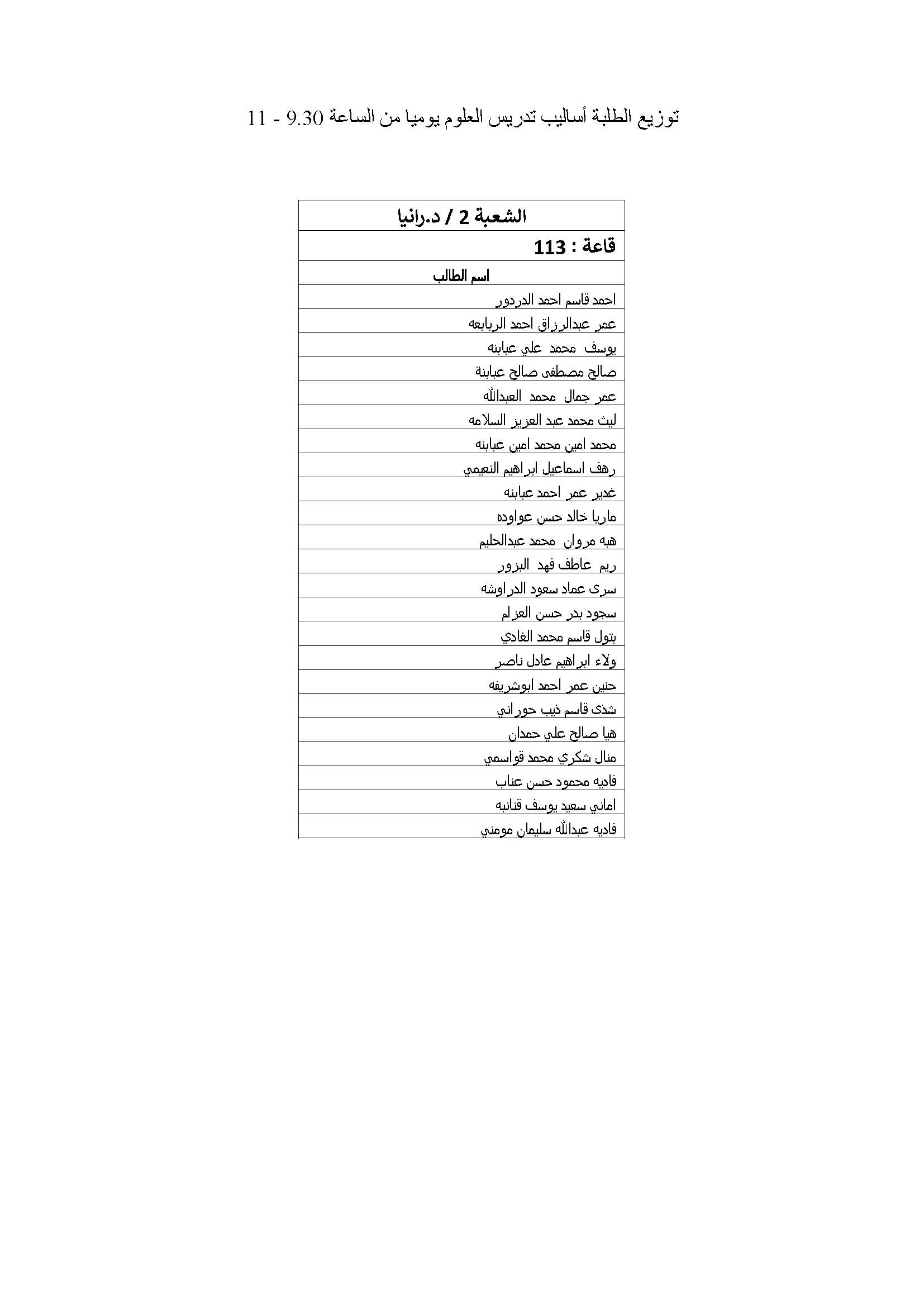 توزيع الطلبة لدبلوم اعداد المعلمين على شعبهم صفحة 30