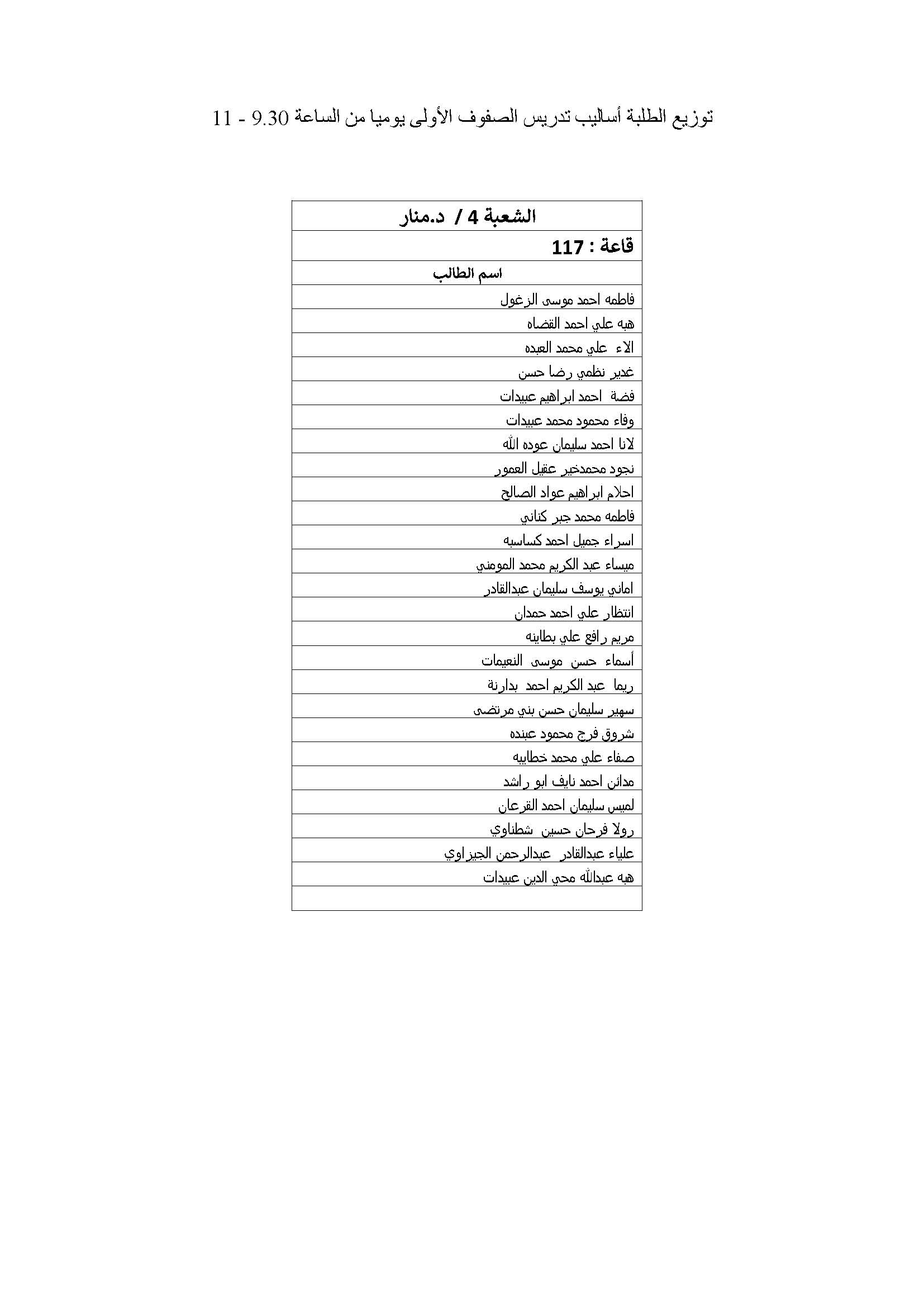 توزيع الطلبة لدبلوم اعداد المعلمين على شعبهم صفحة 40