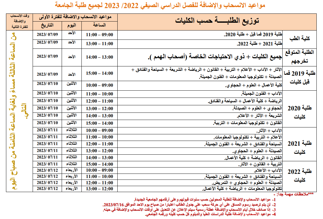 مواعيد السحب والاضافه