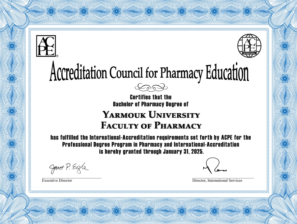 Yarmouk Pharmacy Obtains the ACPE