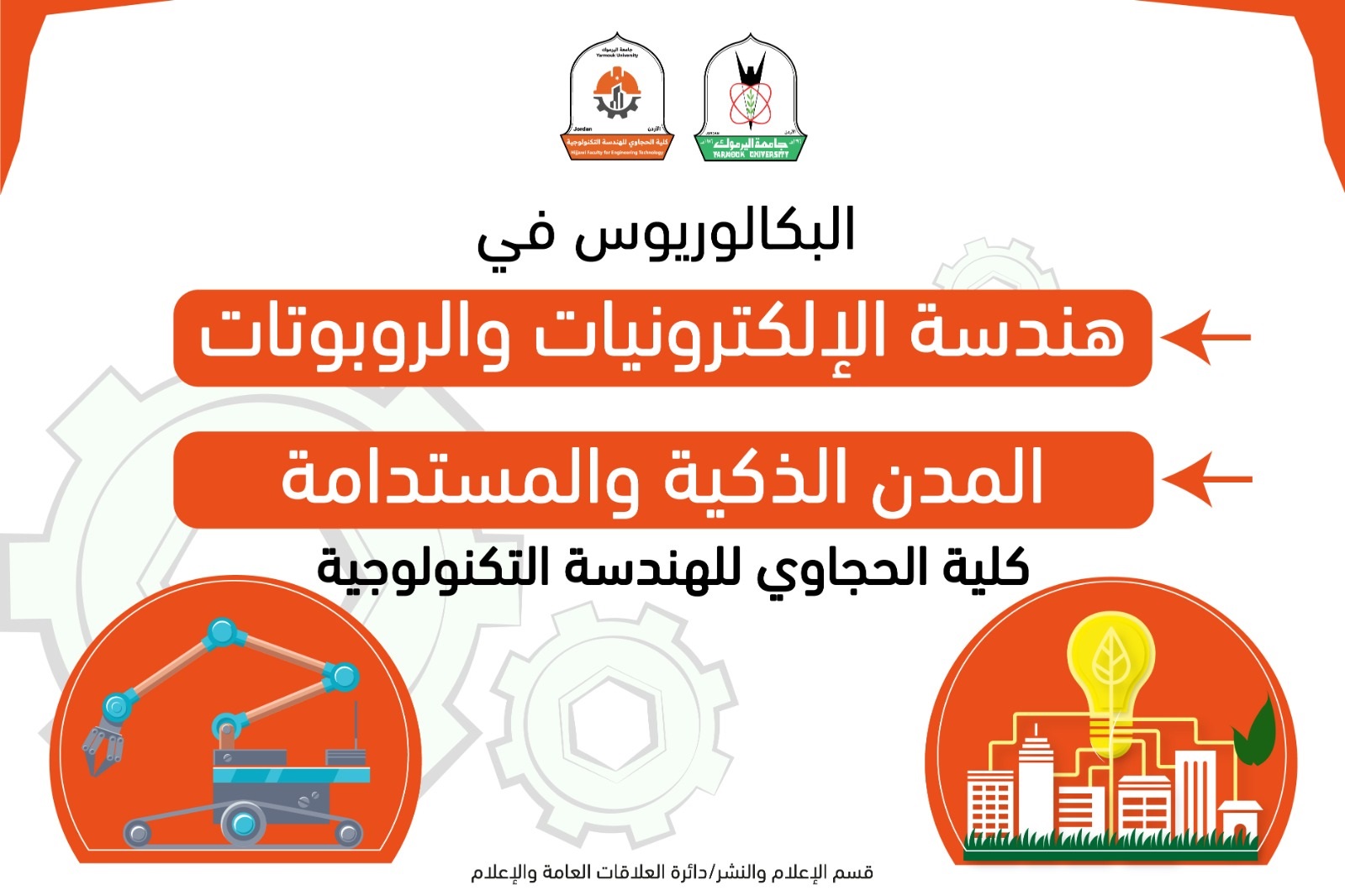 "االيرموك" تستحدث برنامجي البكالوريوس في هندسة الإلكترونيات والروبوتات والمدن الذكية والمستدامة- تفاصيل
