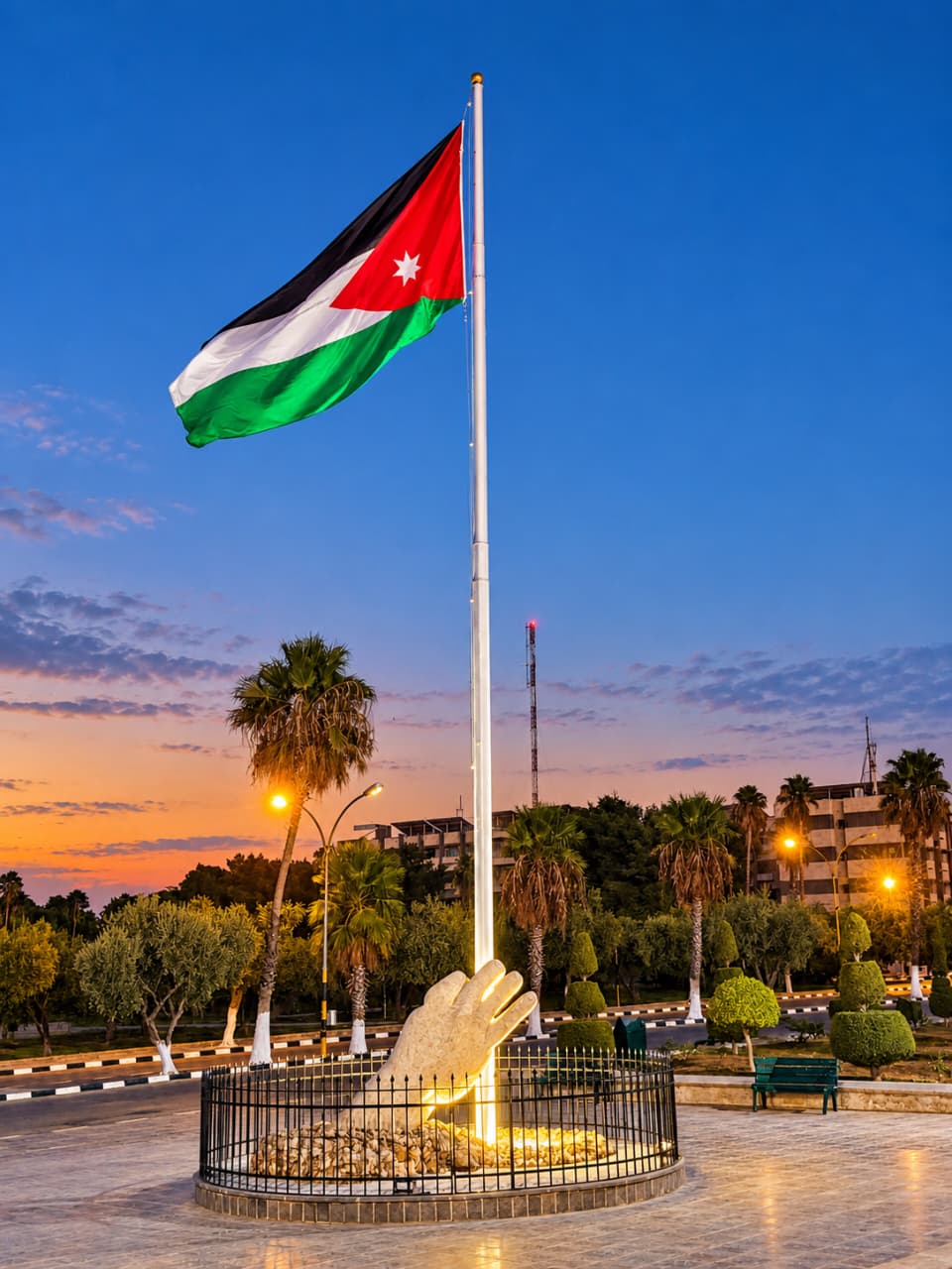 العلم الأردني مرفوعًا في سماء الوطن